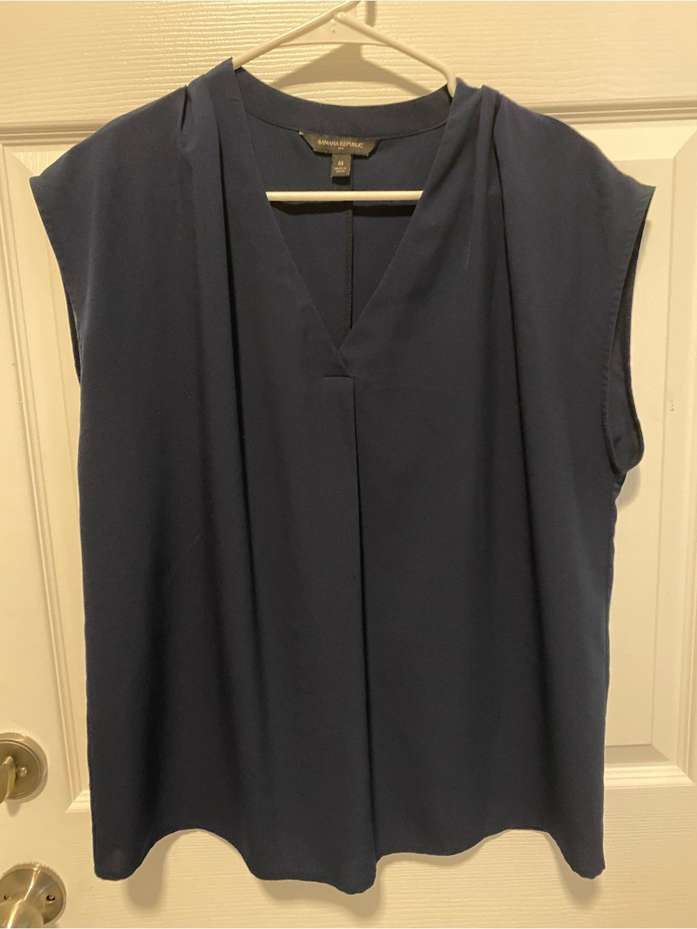 Banana Republic Deep Navy Sleeveless V-Neck Blouse